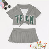 Custom Gray Blue Green Cheerleading Uniform Set