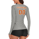 Custom Gray Orange Women's Long-Sleeve Shirt