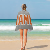 Custom Gray Orange Beach Towel