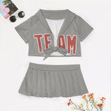 Custom Gray Copper Rose Cheerleading Uniform Set