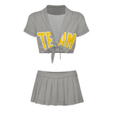 Custom Gray Gold Cheerleading Uniform Set