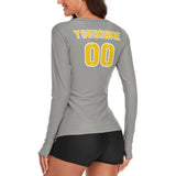 Custom Gray Gold Women's Long-Sleeve Shirt