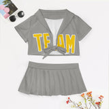 Custom Gray Gold Cheerleading Uniform Set