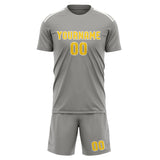 Custom Gray Gold Soccer Jersey