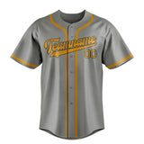 Custom Gray & Yellow Colors Design Sports Baseball Jersey