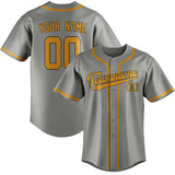 Custom Gray & Yellow Colors Design Sports Baseball Jersey