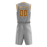 Custom Gray Yellow Basketball Set