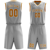 Custom Gray Yellow Basketball Set