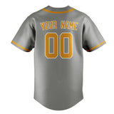Custom Gray & Yellow Colors Design Sports Baseball Jersey