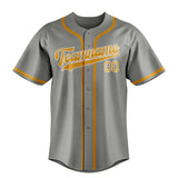 Custom Gray & Yellow Colors Design Sports Baseball Jersey