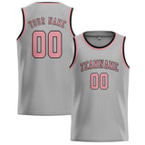 Custom Gray & Light Pink Colors Design Sports Basketball Jersey