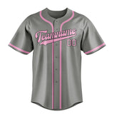 Custom Gray & Light Pink Colors Design Sports Baseball Jersey