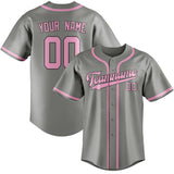 Custom Gray & Light Pink Colors Design Sports Baseball Jersey
