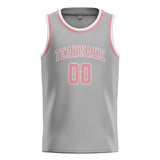 Custom Gray & Light Pink Colors Design Sports Basketball Jersey
