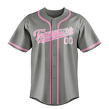 Custom Gray & Light Pink Colors Design Sports Baseball Jersey
