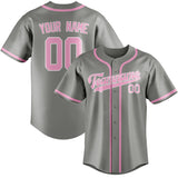 Custom Gray & Light Pink Colors Design Sports Baseball Jersey