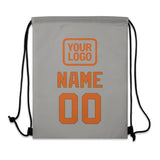 Custom Gray Orange Drawstring Bag