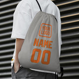 Custom Gray Orange Drawstring Bag