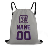 Custom Gray Purple Drawstring Bag
