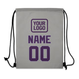 Custom Gray Purple Drawstring Bag