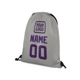 Custom Gray Purple Drawstring Bag