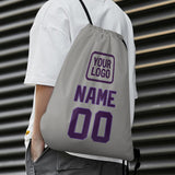 Custom Gray Purple Drawstring Bag