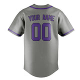 Custom Gray & Light Purple Colors Design Sports Baseball Jersey