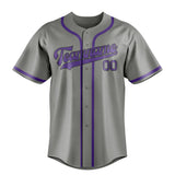 Custom Gray & Light Purple Colors Design Sports Baseball Jersey
