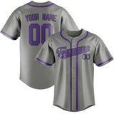 Custom Gray & Light Purple Colors Design Sports Baseball Jersey