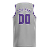 Custom Gray & Light Purple Colors Design Sports Basketball Jersey