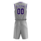 Custom Gray Light Purple Basketball Set