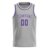 Custom Gray & Light Purple Colors Design Sports Basketball Jersey