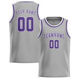 Custom Gray & Light Purple Colors Design Sports Basketball Jersey