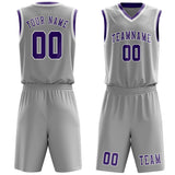 Custom Gray Light Purple Basketball Set