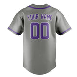 Custom Gray & Light Purple Colors Design Sports Baseball Jersey
