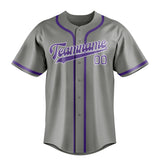 Custom Gray & Light Purple Colors Design Sports Baseball Jersey