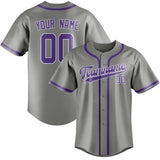 Custom Gray & Light Purple Colors Design Sports Baseball Jersey