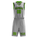 Custom Gray Emerald Green Basketball Set