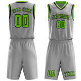 Custom Gray Emerald Green Basketball Set