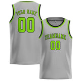 Custom Gray & Emerald Green Colors Design Sports Basketball Jersey