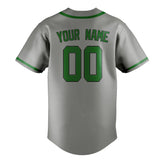 Custom Gray & Emerald Green Colors Design Sports Baseball Jersey