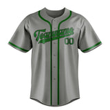 Custom Gray & Emerald Green Colors Design Sports Baseball Jersey