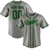 Custom Gray & Emerald Green Colors Design Sports Baseball Jersey