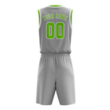 Custom Gray Emerald Green Basketball Set