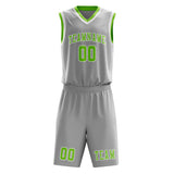 Custom Gray Emerald Green Basketball Set