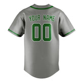 Custom Gray & Emerald Green Colors Design Sports Baseball Jersey