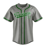Custom Gray & Emerald Green Colors Design Sports Baseball Jersey