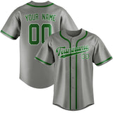 Custom Gray & Emerald Green Colors Design Sports Baseball Jersey