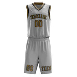 Custom Gray Light Khaki Basketball Set