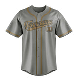Custom Gray & Light Khaki Colors Design Sports Baseball Jersey